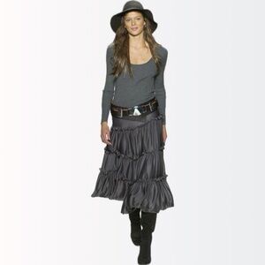 Michael Kors Collection CELINE-ERA $1795 Silk Tiered Ruffle Runway Skirt 4-6